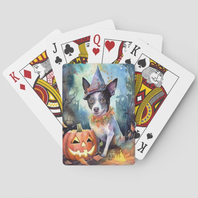 Baraja De Cartas Ganado australiano de Halloween con calabazas ater (Reverso)