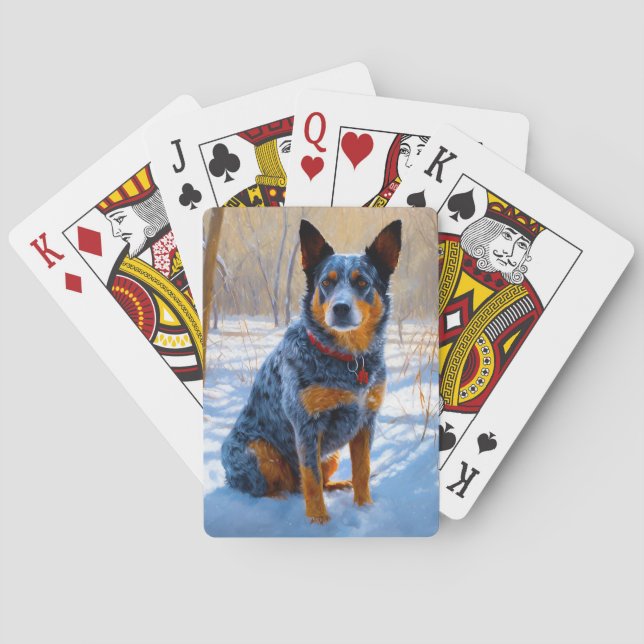 Baraja De Cartas Ganado australiano deja que nieve Navidades (Reverso)