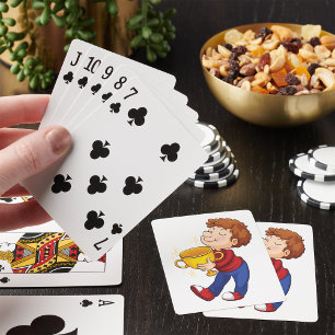 Baraja De Cartas Ganador del premio Boy Holding Golden Trophy