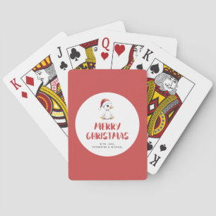 Baraja De Cartas Ganso Pato de Navidad Personalizado Acuarela