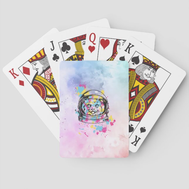 Baraja De Cartas Gata Astronauta (Reverso)