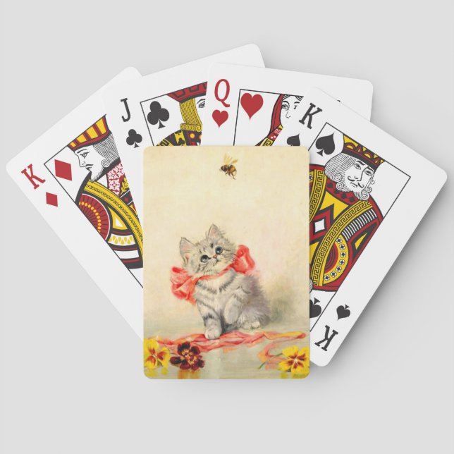 Baraja De Cartas Gatito con cinta roja (Reverso)