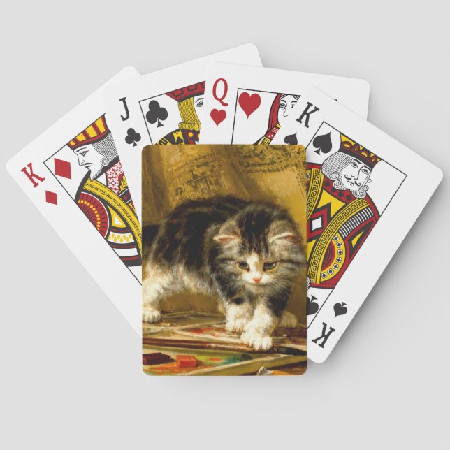 Baraja De Cartas Gatito con pintura y brochas (Reverso)