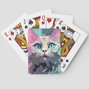 Baraja De Cartas Gatito de ojos azules místicos   Gato lindo