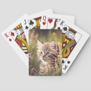 Baraja De Cartas Gatito De Tabby En Flores Silvestres