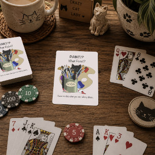 Baraja De Cartas Gatito negro Tarro de pinceles Artista Gato Rosa