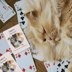 Baraja De Cartas Gatito negro Tarro de pinceles Artista Gato Rosa
