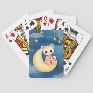 Baraja De Cartas Gatito sentado en la Luna