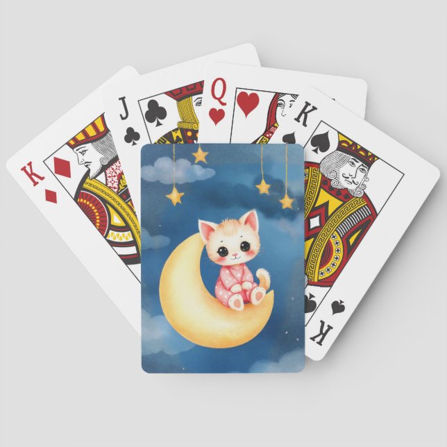 Baraja De Cartas Gatito sentado en la Luna (Reverso)