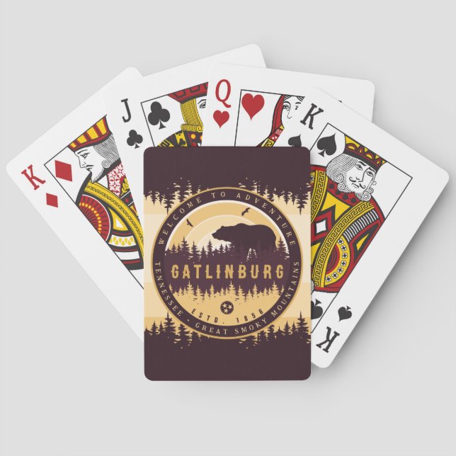 Baraja De Cartas Gatlinburg Tennessee Bear Pine Trees Naturaleza (Reverso)