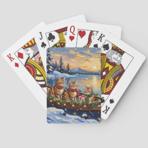 Baraja De Cartas Gato Abisinio Navidad Barco Fiesta