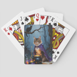 Baraja De Cartas Gato Abisinio Pintura caprichosa de Halloween