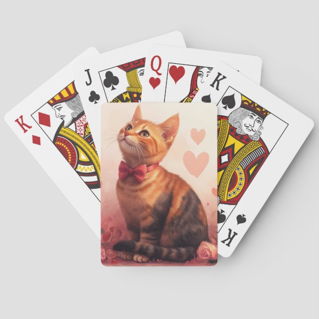 Baraja De Cartas Gato abisino con Rosas - El día de San Valentín (Reverso)