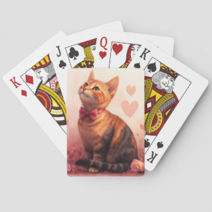 Baraja De Cartas Gato abisino con Rosas - El día de San Valentín