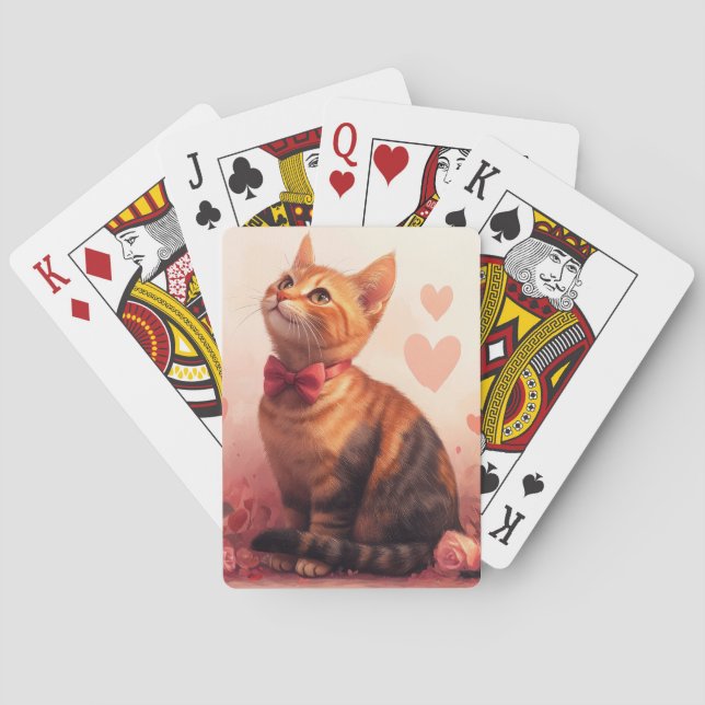 Baraja De Cartas Gato abisino con Rosas - El día de San Valentín (Reverso)
