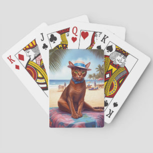 Baraja De Cartas Gato abisino en la playa, regalo de verano para el