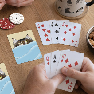 Baraja De Cartas Gato atigrado amarillo divertido y juguetón humor
