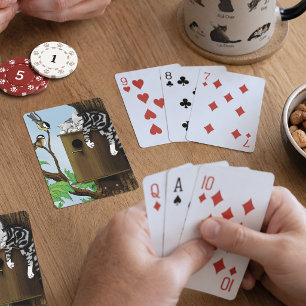 Baraja De Cartas Gato atigrado lindo durmiendo en una casita de páj