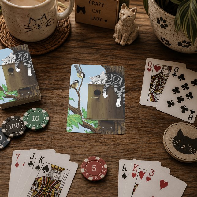 Baraja De Cartas Gato atigrado lindo durmiendo en una casita de páj (Subido por el creador)