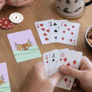 Baraja De Cartas Gato atisbo curioso de jengibre divertido lavanda 