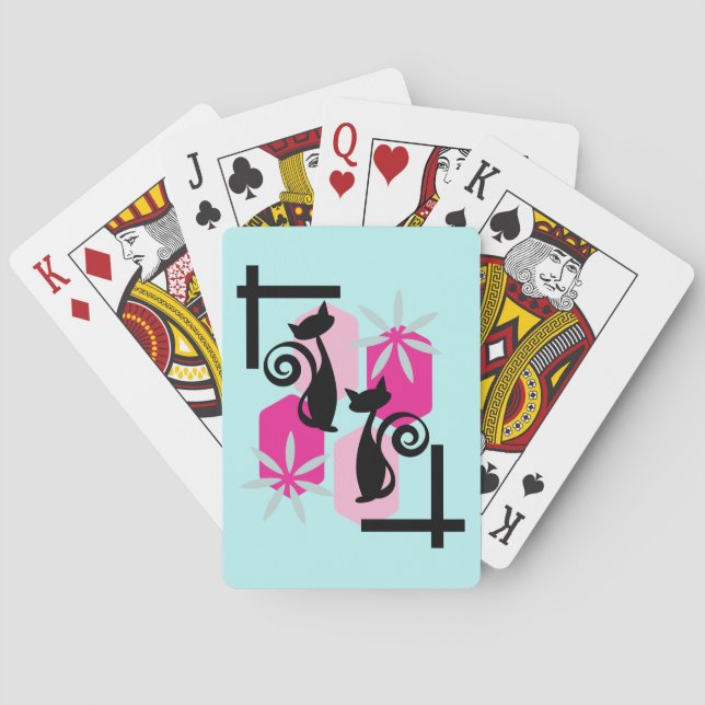 Baraja De Cartas Gato atómico moderno de mediados de siglo (Reverso)