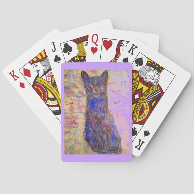 Baraja De Cartas gato azul fresco (Reverso)