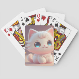 Baraja De Cartas Gato Blanco Esponjoso Kawaii Adorable