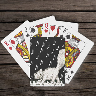 Baraja De Cartas Gato blanco esponjoso sonriente guiñando sobre bic