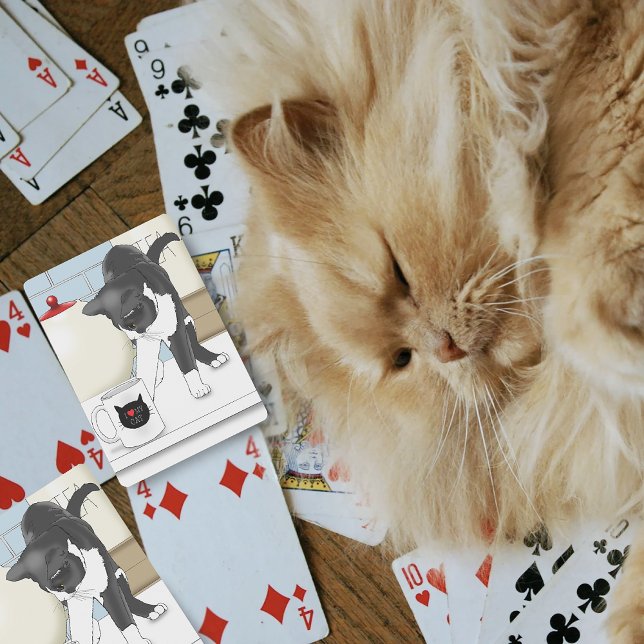 Baraja De Cartas Gato blanco gris Funny Tea Mug Kitchen (Subido por el creador)