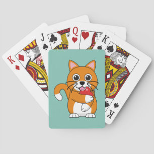 Baraja De Cartas Gato blanco Naranja lindo comiendo Personalizado d
