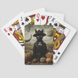 Baraja De Cartas Gato Bruja con Calabazas 