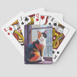 Baraja De Cartas Gato Calico | Mascota de Ventana en Acuarela