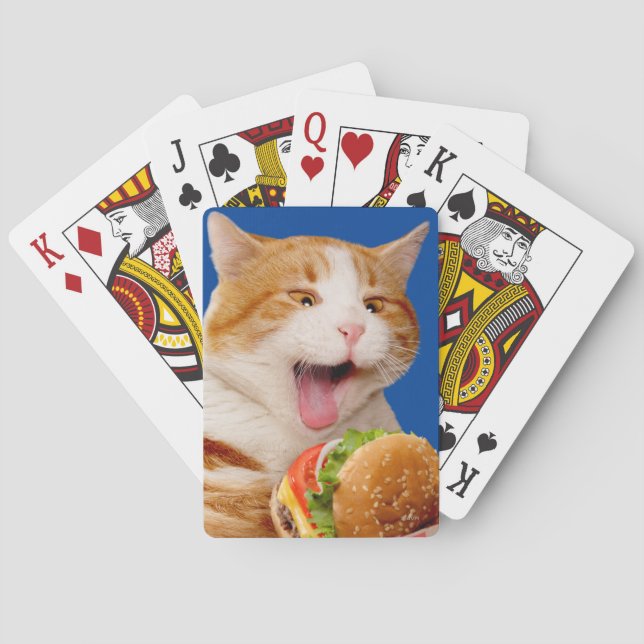 Baraja De Cartas Gato comiendo hamburguesa (Reverso)