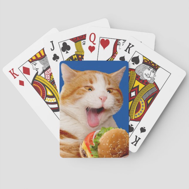 Baraja De Cartas Gato comiendo hamburguesa (Reverso)