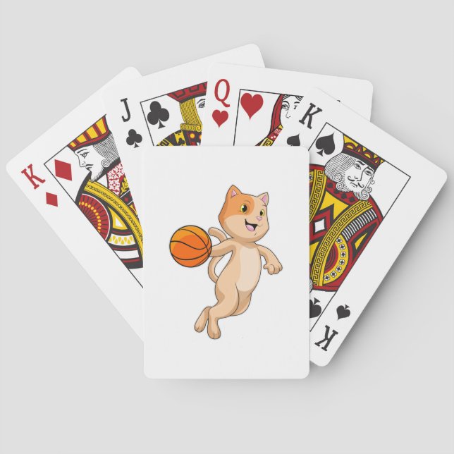 Baraja De Cartas Gato como jugador de baloncesto con baloncesto (Reverso)
