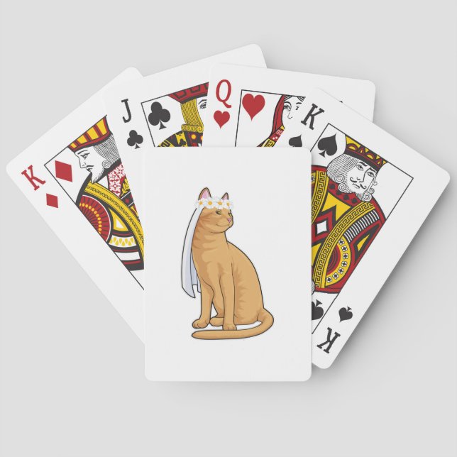 Baraja De Cartas Gato como novia con velo (Reverso)