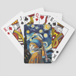 Baraja De Cartas Gato con arete de perlas