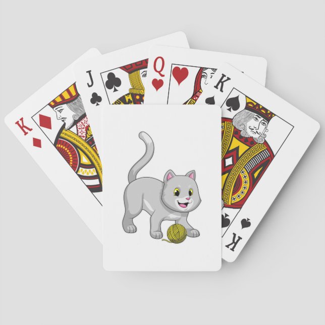 Baraja De Cartas Gato con bola de hilo de lana (Reverso)
