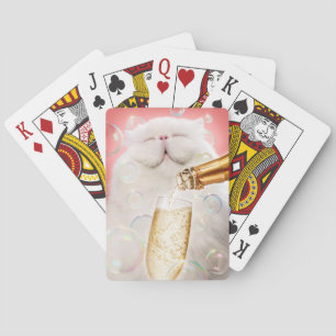 Baraja De Cartas Gato con champagne