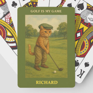 Baraja De Cartas Gato con Estilo Jugando Golf Personalizado