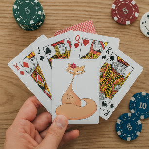 Baraja De Cartas Gato con flor lindo Kawaii Kitty