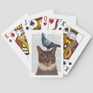 Baraja De Cartas Gato con paloma en la cabeza