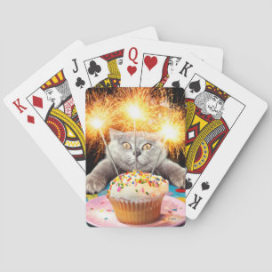 Baraja De Cartas Gato Con Pastel De Sparkler