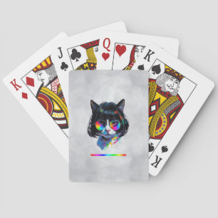 Baraja De Cartas Gato con peluca y gafas de sol (Cuadro #6 + RGB)