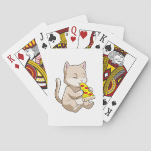 Baraja De Cartas Gato con pizza