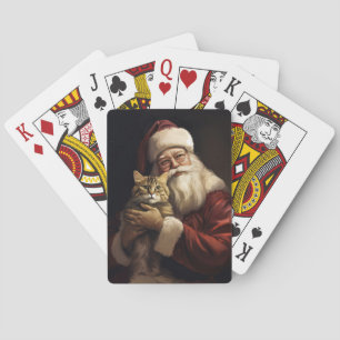 Baraja De Cartas Gato de Bengala con Navidades festivos de Santa Cl