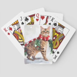 Baraja De Cartas Gato de Bengala en Navidades de nieve