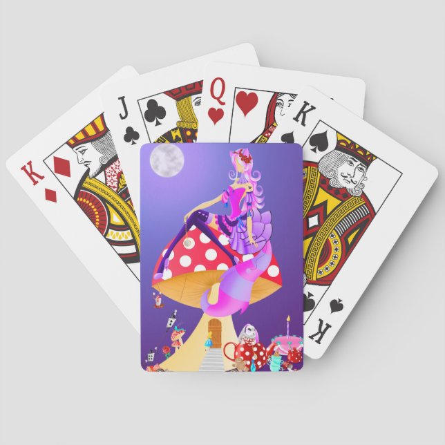 Baraja De Cartas Gato de Cheshire en Mushroom Wonderland (Reverso)