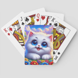 Baraja De Cartas Gato de dibujos animados de ojos azules
