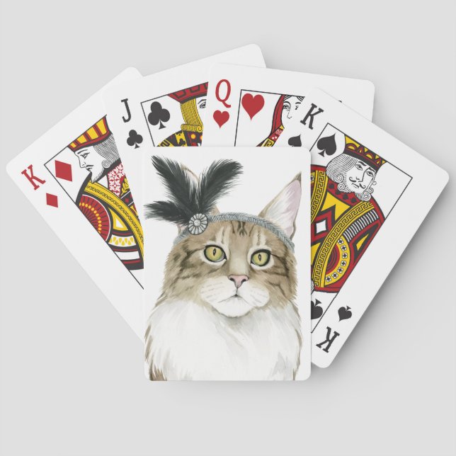 Baraja De Cartas Gato de Downton el | adornado con las plumas (Reverso)